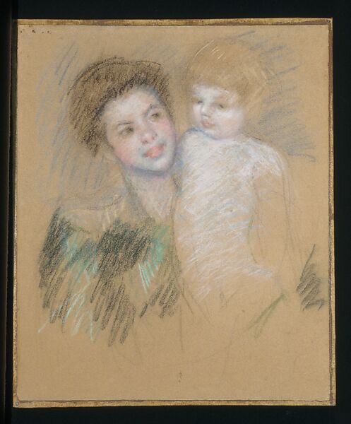 Mother and Child, Mary Cassatt (American, Pittsburgh, Pennsylvania 1844–1926 Le Mesnil-Théribus, Oise), Pastel on paper, American 