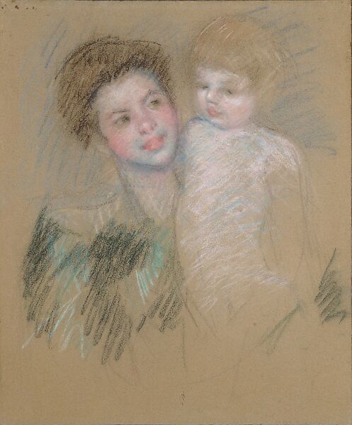 Mother and Child, Mary Cassatt (American, Pittsburgh, Pennsylvania 1844–1926 Le Mesnil-Théribus, Oise), Pastel on paper, American