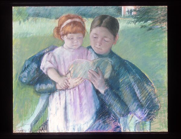 Nurse Reading to a Little Girl, Mary Cassatt (American, Pittsburgh, Pennsylvania 1844–1926 Le Mesnil-Théribus, Oise), Pastel on wove paper, mounted on canvas, American