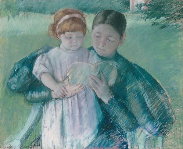 Nurse Reading to a Little Girl, Mary Cassatt (American, Pittsburgh, Pennsylvania 1844–1926 Le Mesnil-Théribus, Oise), Pastel on wove paper, mounted on canvas, American