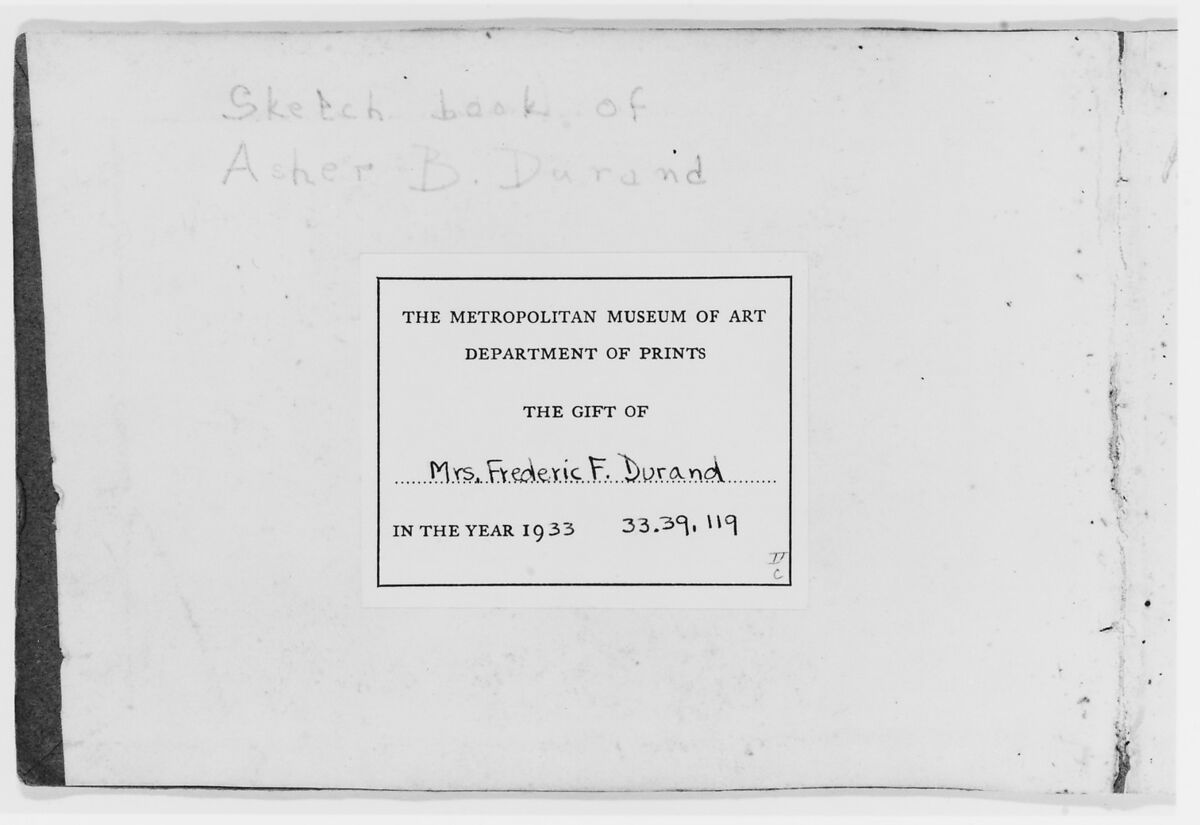 Sketchbook of Landscape and Figure Subjects, Asher Brown Durand (American, Jefferson, New Jersey 1796–1886 Maplewood, New Jersey), Drawings in graphite on off-white wove paper, bound in a green cardboard cover, American 