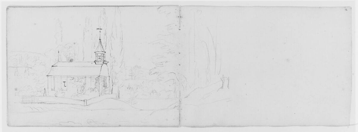 Sketchbook of Landscape and Figure Subjects, Asher Brown Durand (American, Jefferson, New Jersey 1796–1886 Maplewood, New Jersey), Drawings in graphite on off-white wove paper, bound in a green cardboard cover, American