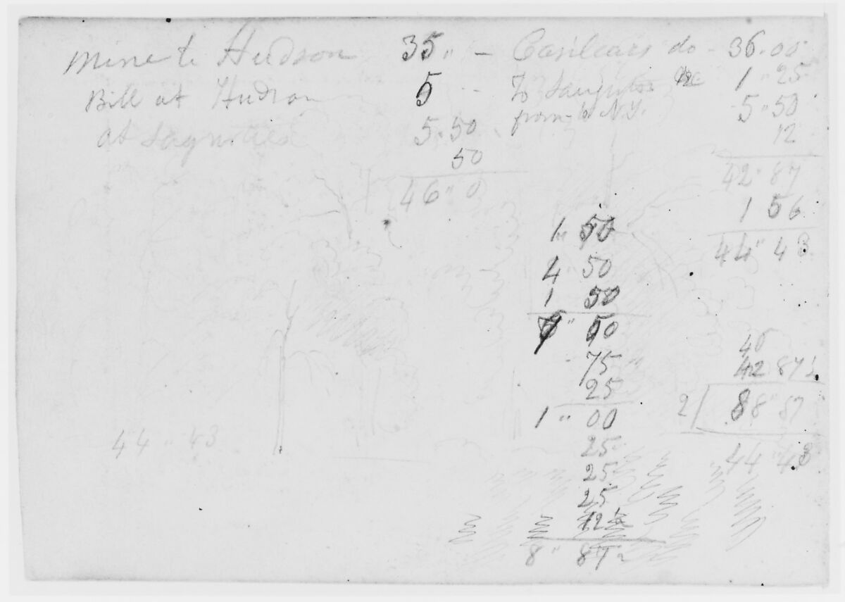 Sketchbook of Landscape and Figure Subjects, Asher Brown Durand (American, Jefferson, New Jersey 1796–1886 Maplewood, New Jersey), Drawings in graphite on off-white wove paper, bound in a green cardboard cover, American