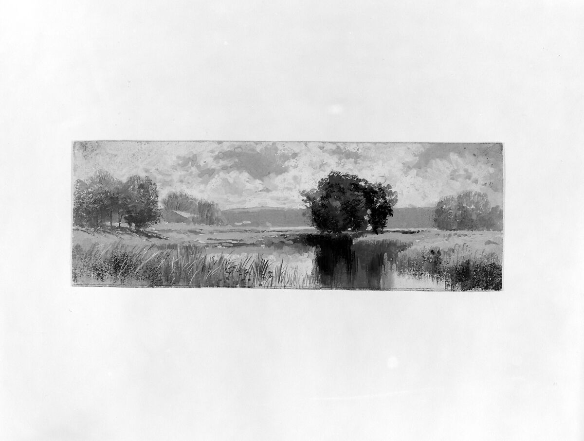 Landscape, Gouache and paper reserve on off-white wove paper, American