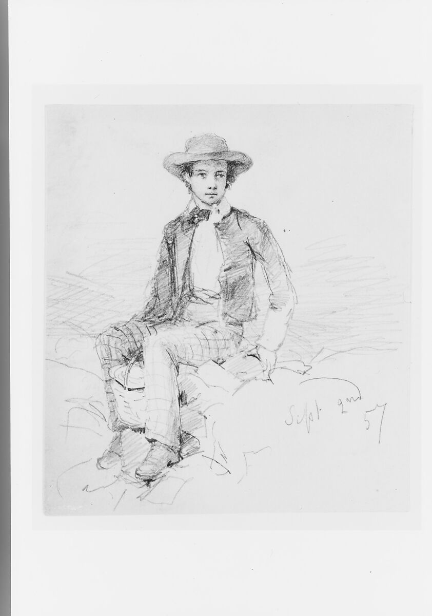 Seated Boy, Graphite on off-white laid paper, American
