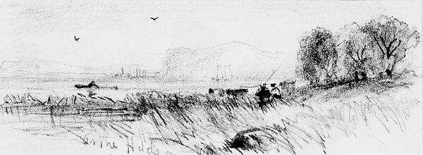 On the Hudson, Graphite on off-white wove paper, American 