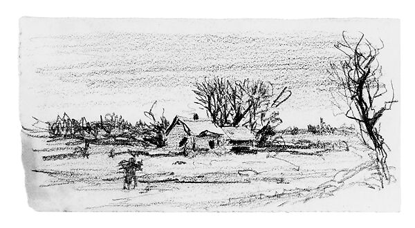 Winter Landscape, Graphite on off-white wove paper, American 