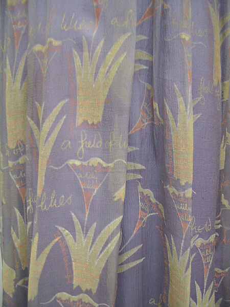 "Field of Lilies", Zandra Rhodes (British, founded 1969), a) silk, plastic, synthetic fiber; b) synthetic fiber, British