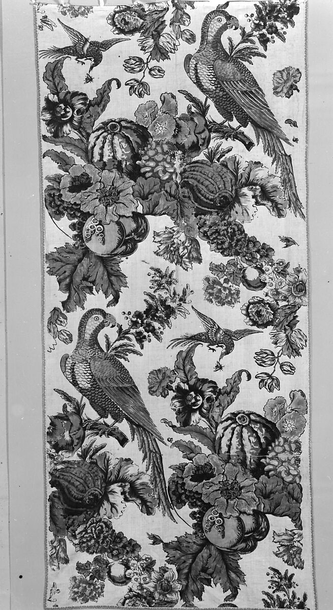 Curtain, Linen, block-printed