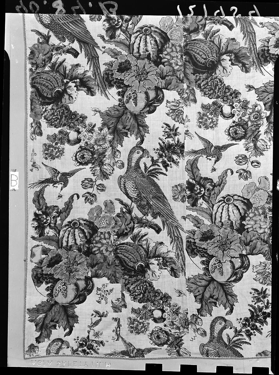 Curtain, Linen, block-printed