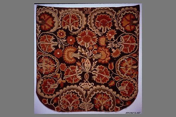 Bed Rug, M. B., Wool embroidered with wool, American 