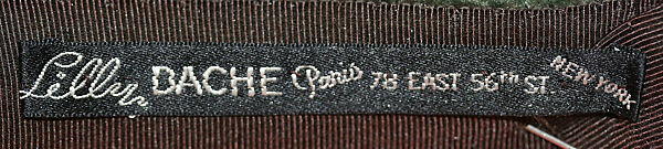 Hat, Lilly Daché (American (born France), Bègles 1898–1989 Louvecienne), a) silk, plastic, synthetic; b, c) silk, metal, American