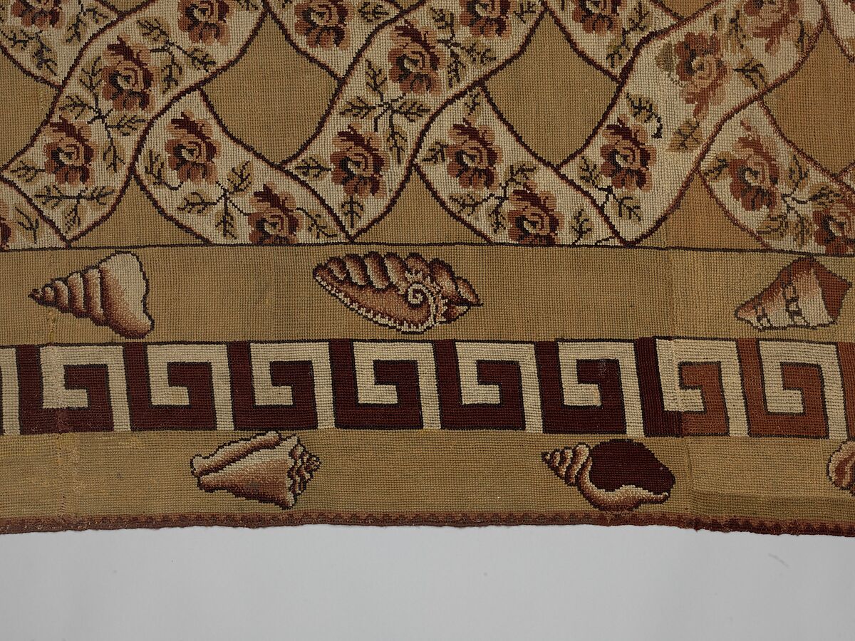 Carpet, Ann Moore, Wool, embroidered in cross-stitch, American