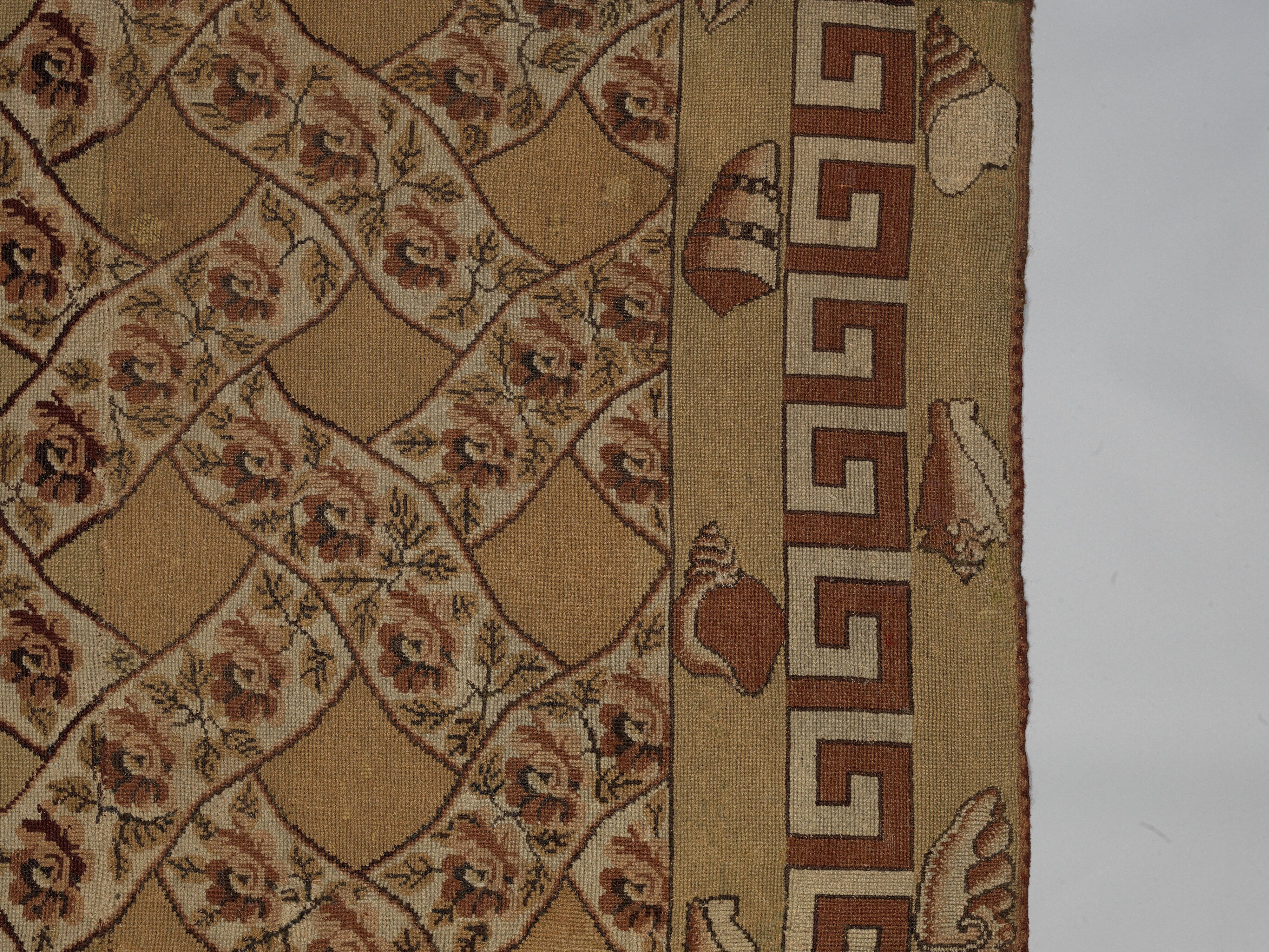 Carpet, Ann Moore, Wool, embroidered in cross-stitch, American