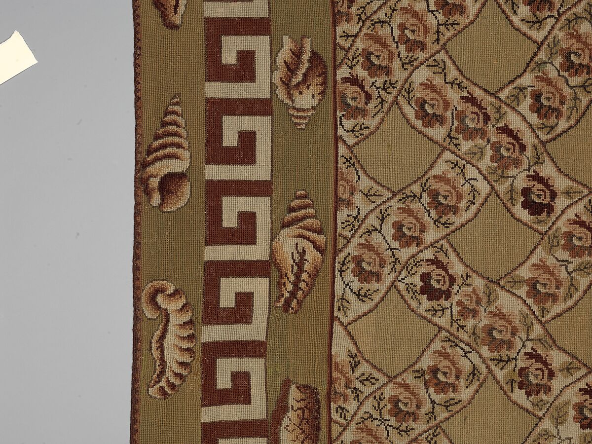 Carpet, Ann Moore, Wool, embroidered in cross-stitch, American