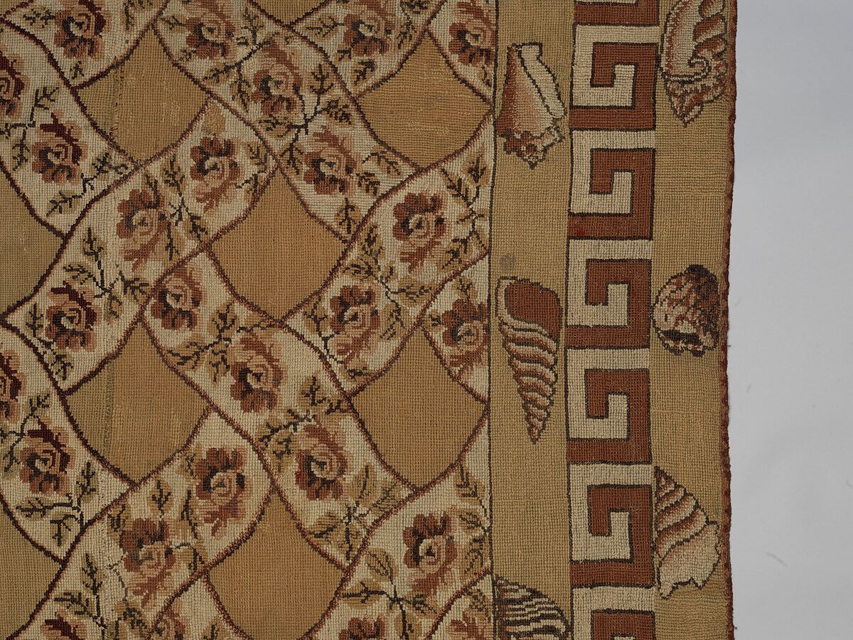 Carpet, Ann Moore, Wool, embroidered in cross-stitch, American