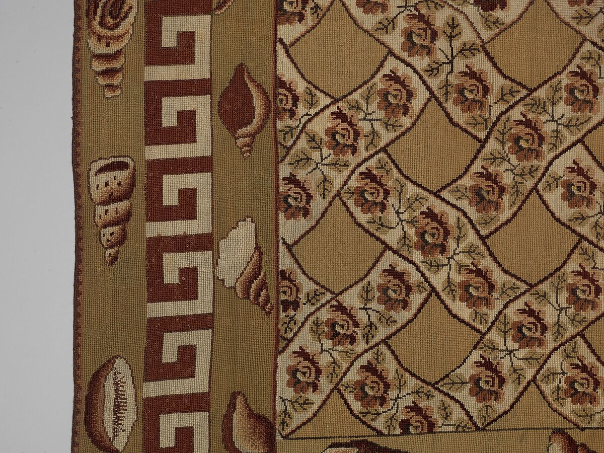 Carpet, Ann Moore, Wool, embroidered in cross-stitch, American