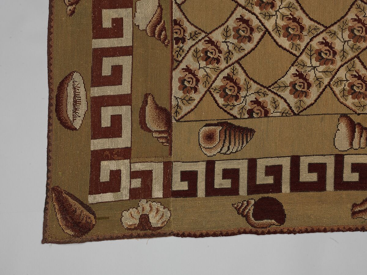 Carpet, Ann Moore, Wool, embroidered in cross-stitch, American