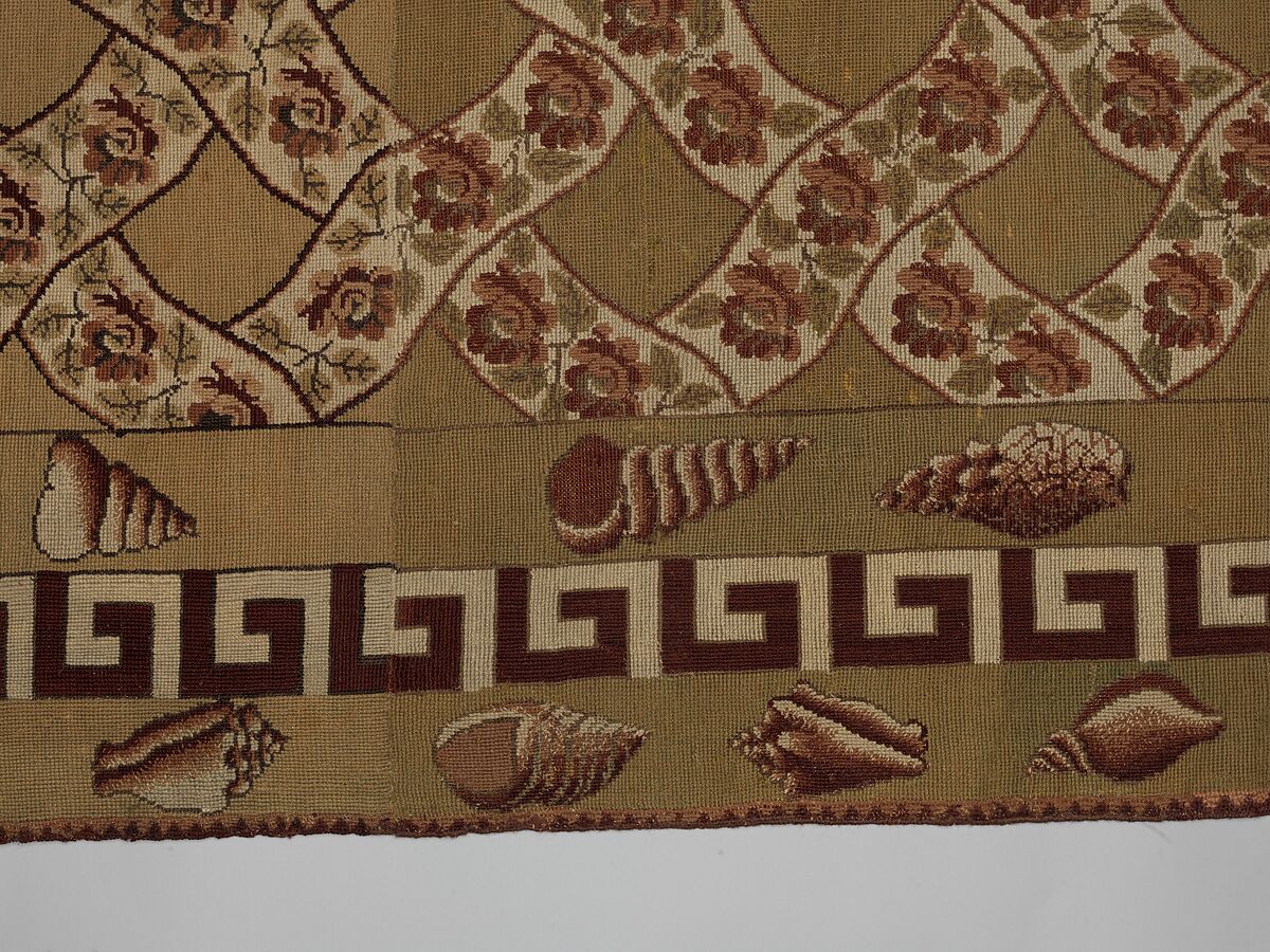 Carpet, Ann Moore, Wool, embroidered in cross-stitch, American