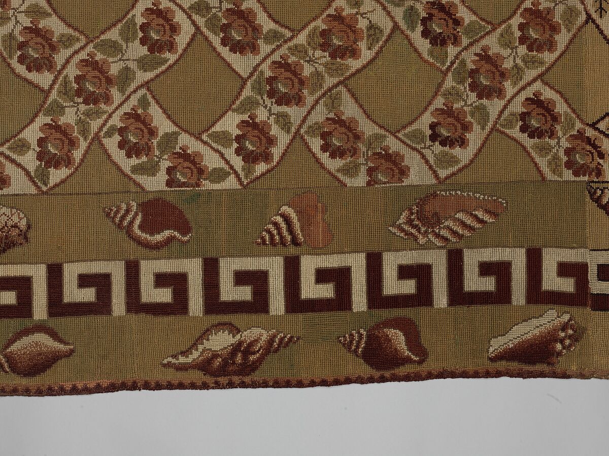 Carpet, Ann Moore, Wool, embroidered in cross-stitch, American