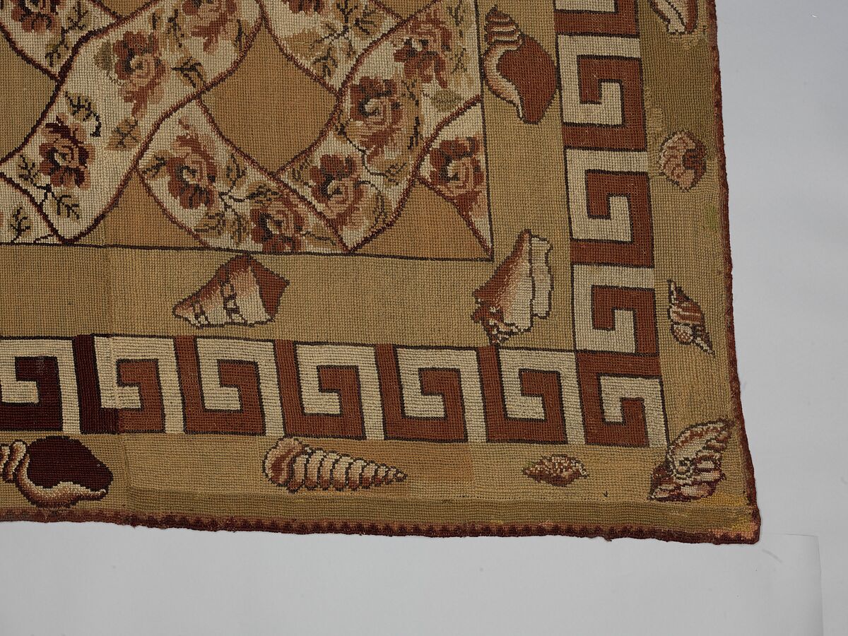 Carpet, Ann Moore, Wool, embroidered in cross-stitch, American