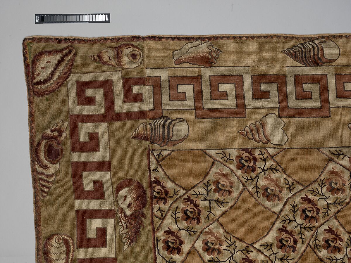 Carpet, Ann Moore, Wool, embroidered in cross-stitch, American