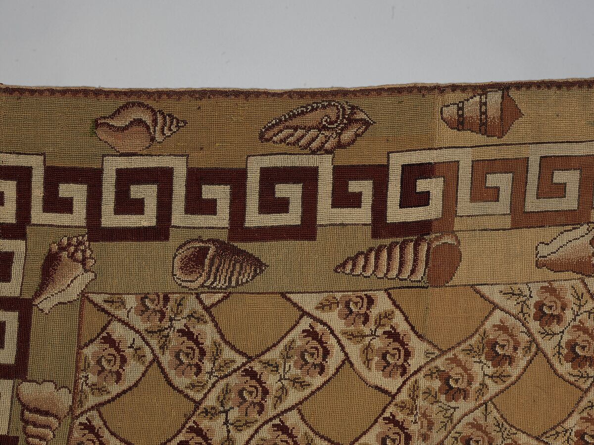 Carpet, Ann Moore, Wool, embroidered in cross-stitch, American