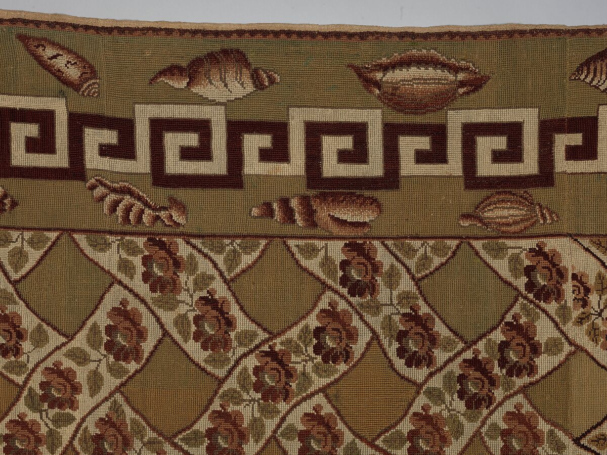 Carpet, Ann Moore, Wool, embroidered in cross-stitch, American