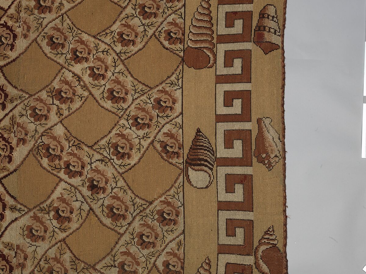 Carpet, Ann Moore, Wool, embroidered in cross-stitch, American