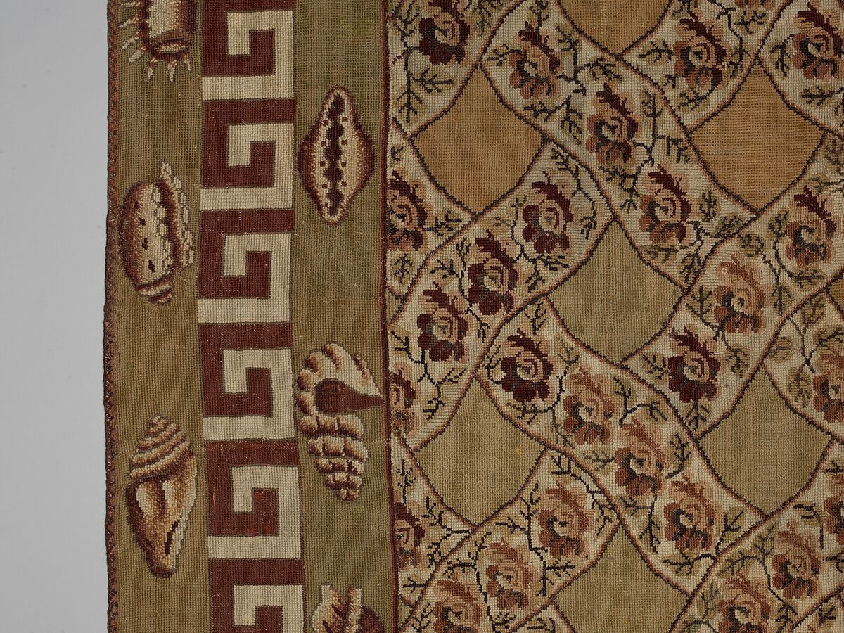 Carpet, Ann Moore, Wool, embroidered in cross-stitch, American