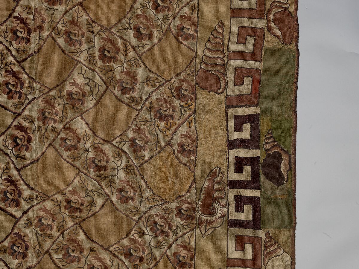 Carpet, Ann Moore, Wool, embroidered in cross-stitch, American