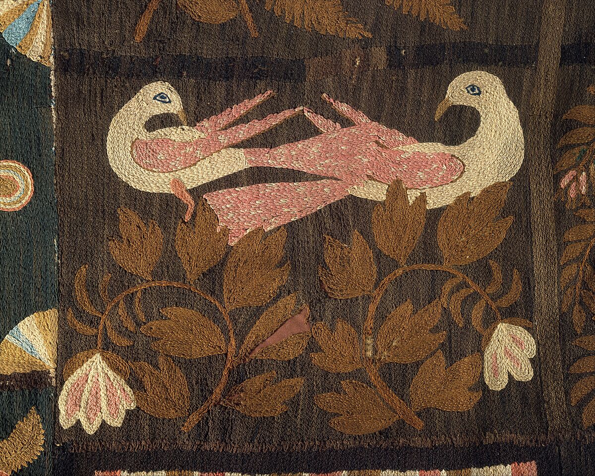 Embroidered Carpet, Zeruah H. Guernsey Caswell (1805–ca. 1895), Wool, embroidered in chain-stitch, American
