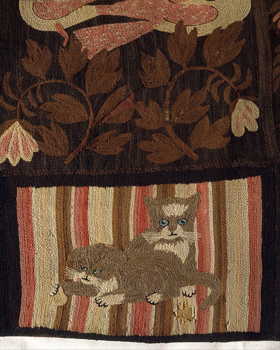 Embroidered Carpet, Zeruah H. Guernsey Caswell (1805–ca. 1895), Wool, embroidered in chain-stitch, American
