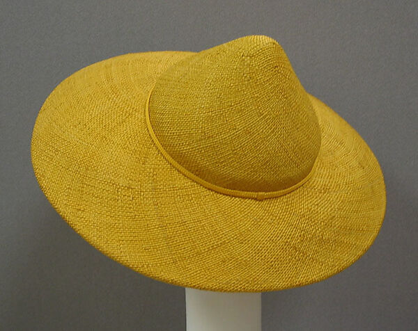 Hat, James Galanos (American, Philadelphia, Pennsylvania, 1924–2016 West Hollywood, California), straw, synthetic, American