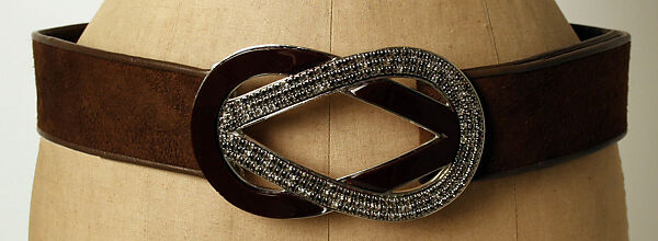 Dress, James Galanos (American, Philadelphia, Pennsylvania, 1924–2016 West Hollywood, California), (a) wool, glass, plastic; (b) leather; metal; (c) metal, rhinestone, enamel, American