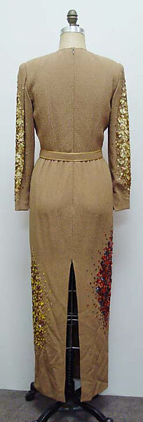 Evening dress, James Galanos (American, Philadelphia, Pennsylvania, 1924–2016 West Hollywood, California), synthetic, silk, plastic, metal, American