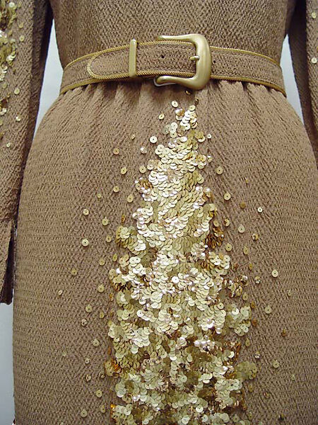 Evening dress, James Galanos (American, Philadelphia, Pennsylvania, 1924–2016 West Hollywood, California), synthetic, silk, plastic, metal, American