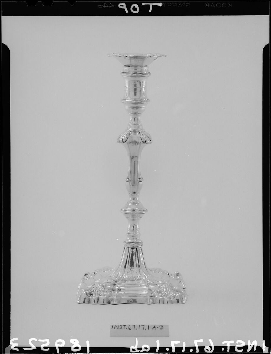 Candlestick, Ebenezer Cocker (active ca. 1739), Silver, British 