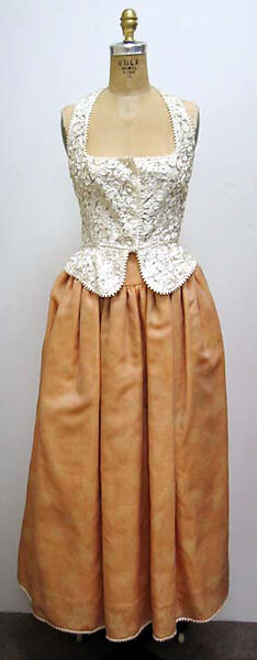 Wedding ensemble, (a–c) Geoffrey Beene (American, Haynesville, Louisiana 1927–2004 New York), a,c) silk, plastic; b) silk; d,e) silk, leather; f,g) silk, metal, American