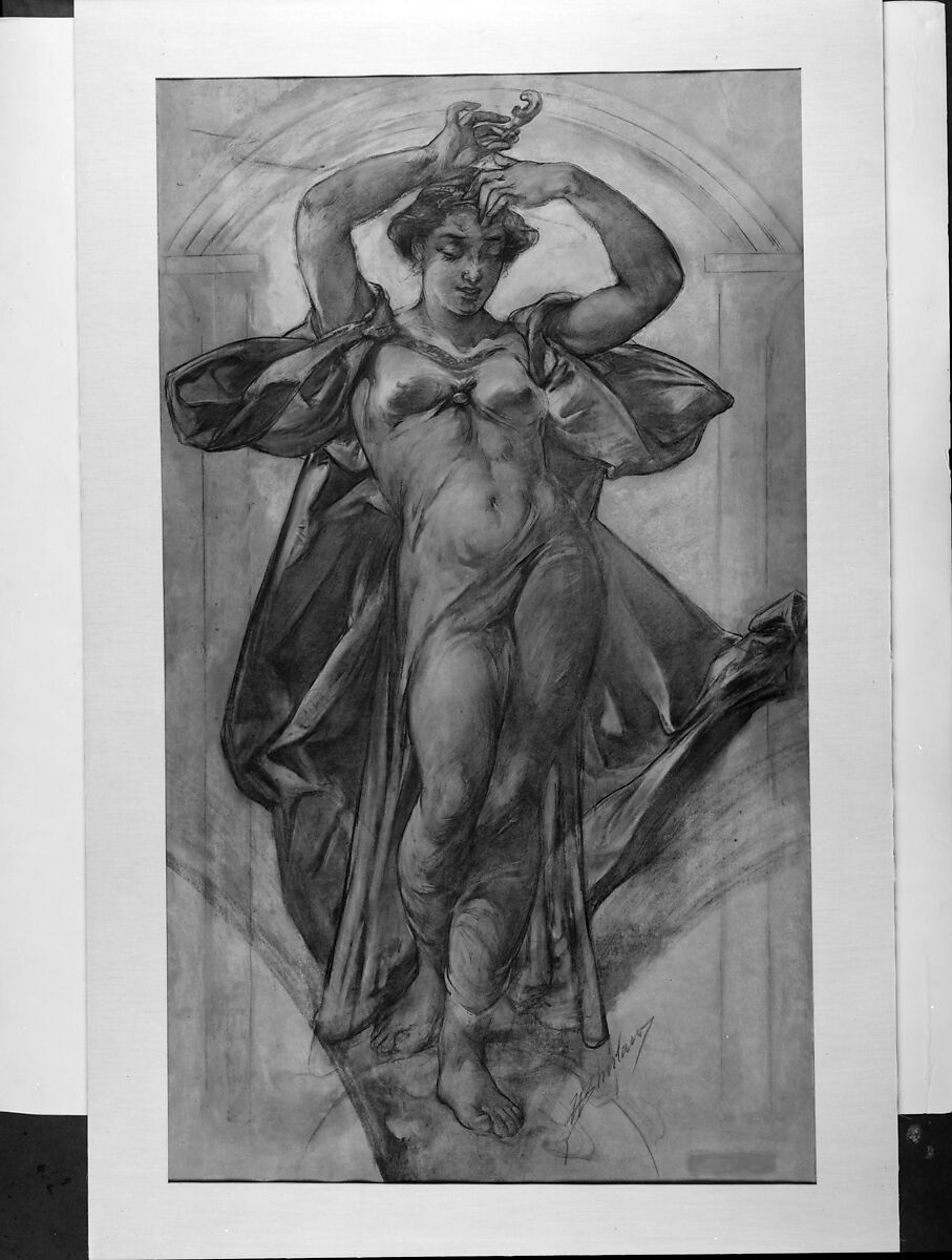"Coral" (Study for Mural, World's Columbian Exposition, Chicago), Walter Shirlaw (American, Paisley, Scotland 1838–1909 Madrid), Charcoal and pastel on tan wove paper, American