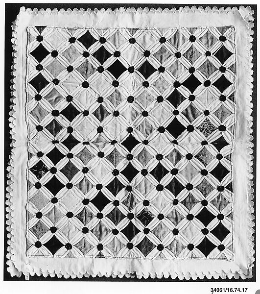 Patchwork quilt, Silk, velvet, and muslin, American 