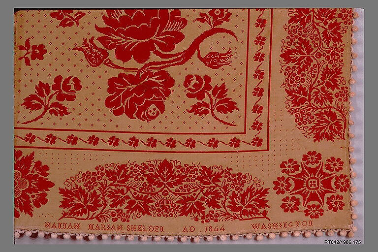 Coverlet, Wool, cotton, woven, American