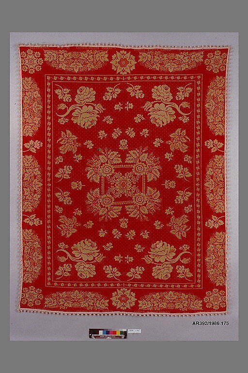 Coverlet, Wool, cotton, woven, American