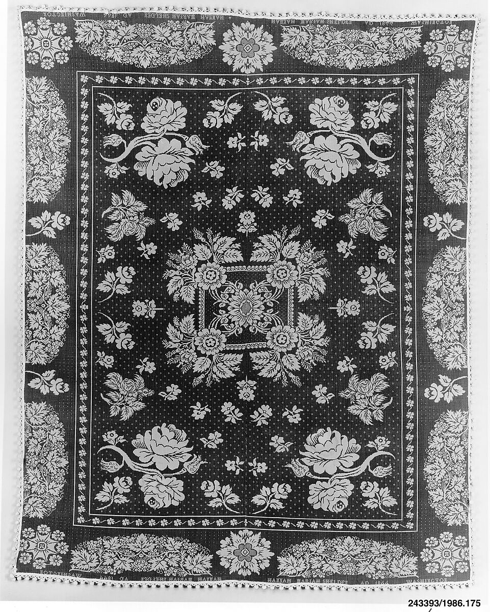 Coverlet, Wool, cotton, woven, American