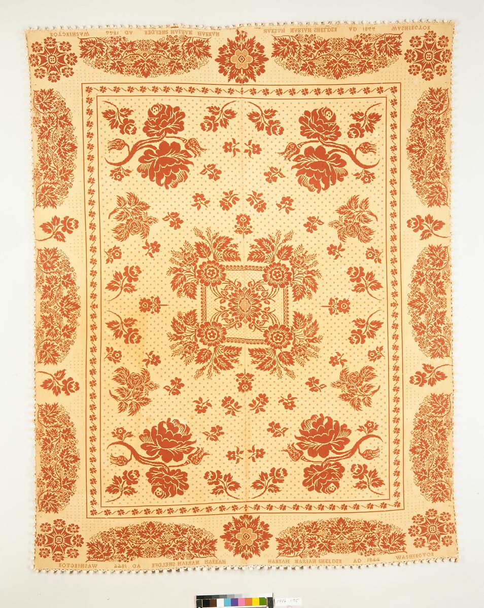 Coverlet, Wool, cotton, woven, American