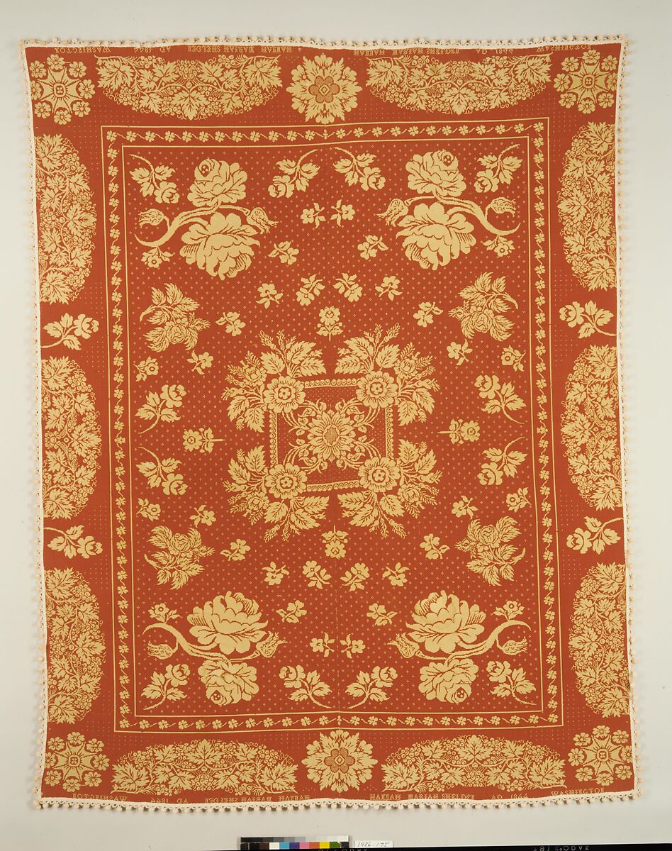 Coverlet, Wool, cotton, woven, American