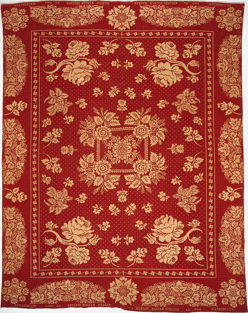 Coverlet, Wool, cotton, woven, American