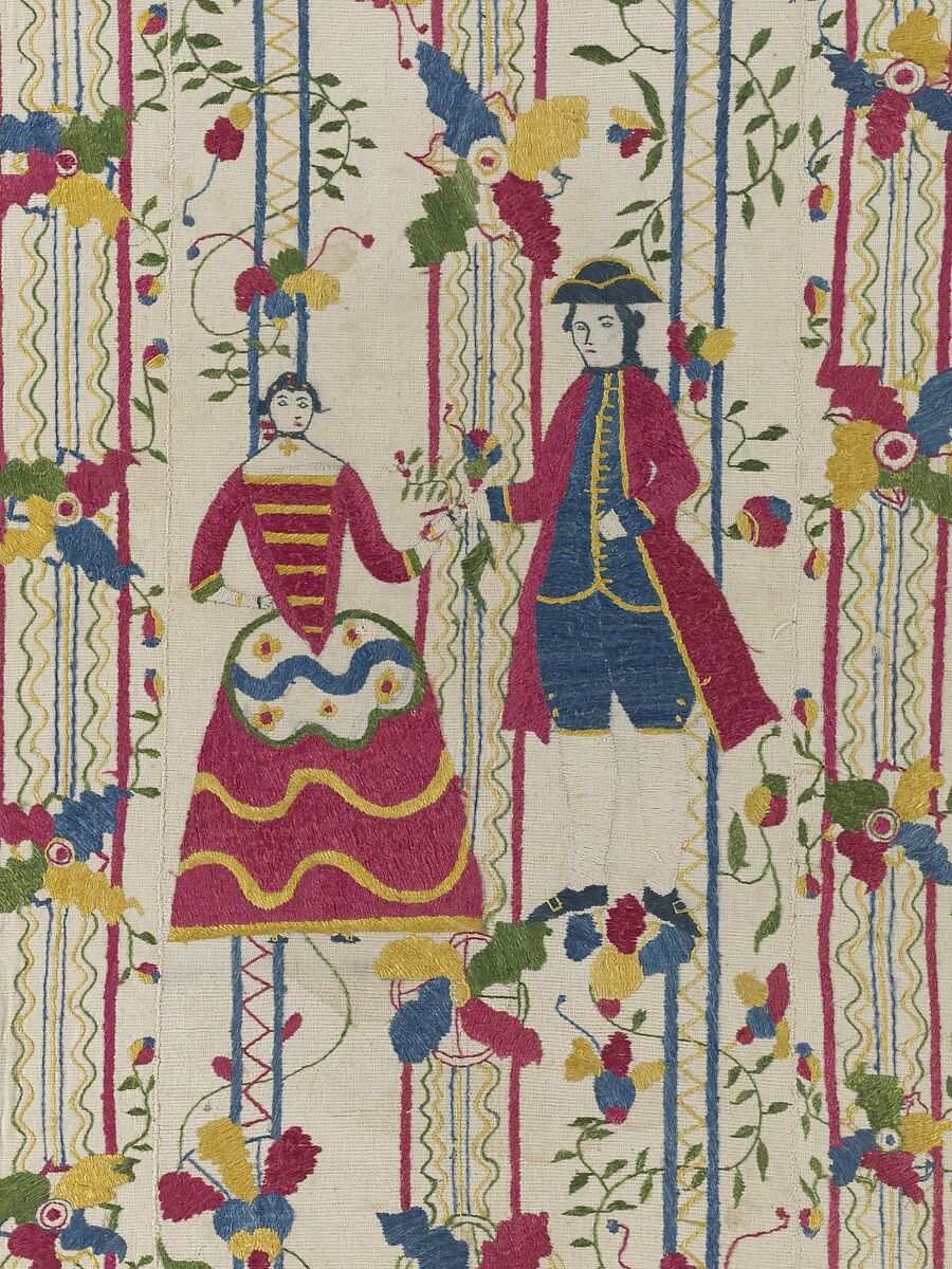 Embroidered coverlet (Colcha), Doña Rosa Solís y Menéndez, Cotton embroidered with silk, Mexican