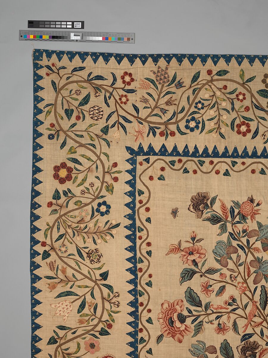 Phebe Warner Coverlet, Probably Sarah Furman Warner Williams (born 1764), Linen and cotton, American