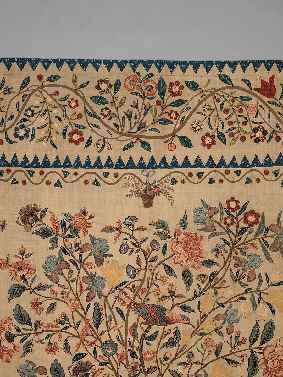 Phebe Warner Coverlet, Probably Sarah Furman Warner Williams (born 1764), Linen and cotton, American